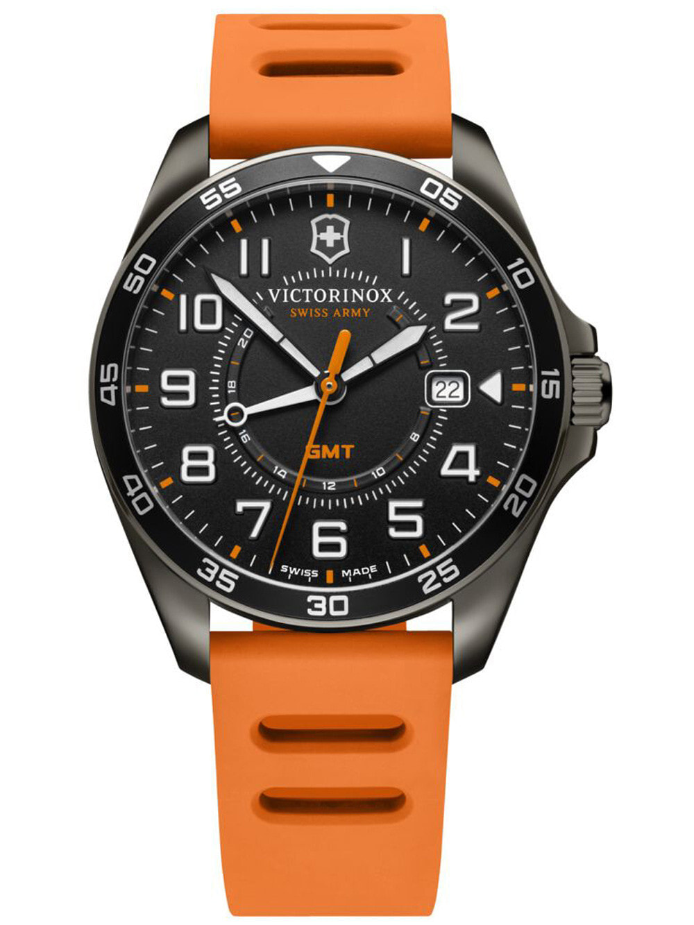 Мужские наручные часы с оранжевым силиконовым ремешком  Victorinox 241897 Field Force Sport mens 42mm 10ATM