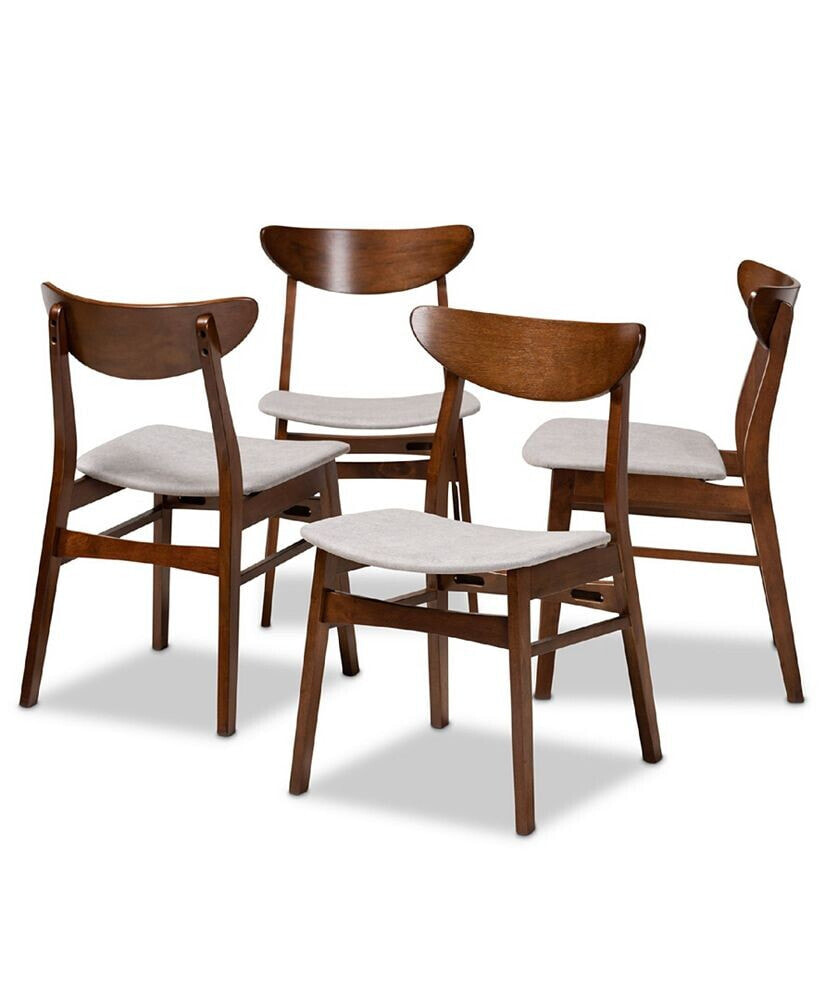 Baxton Studio parlin Mid-Century Modern Transitional Fabric Upholstered 4 Piece Dining Chair Set