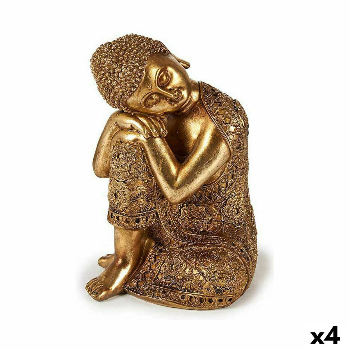 Декоративная фигура Будда Сидя Позолоченный 20 x 30 x 20 cm (4 штук)