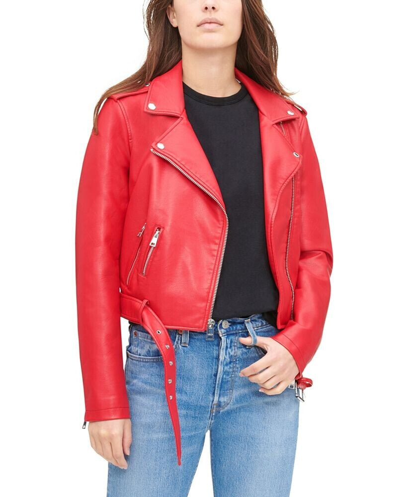 Women's Faux-Leather Moto Jacket