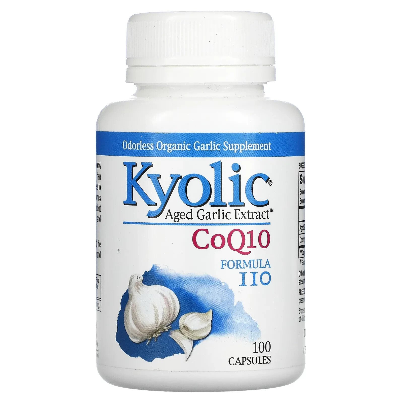 Kyolic, Aged Garlic Extract, CoQ10, формула 110, 100 капсул