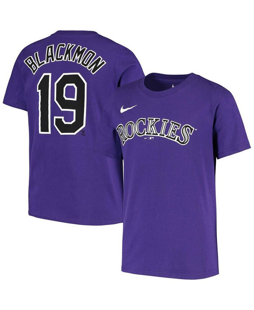 Nike big Boys Charlie Blackmon Purple Colorado Rockies Player Name and Number T-shirt