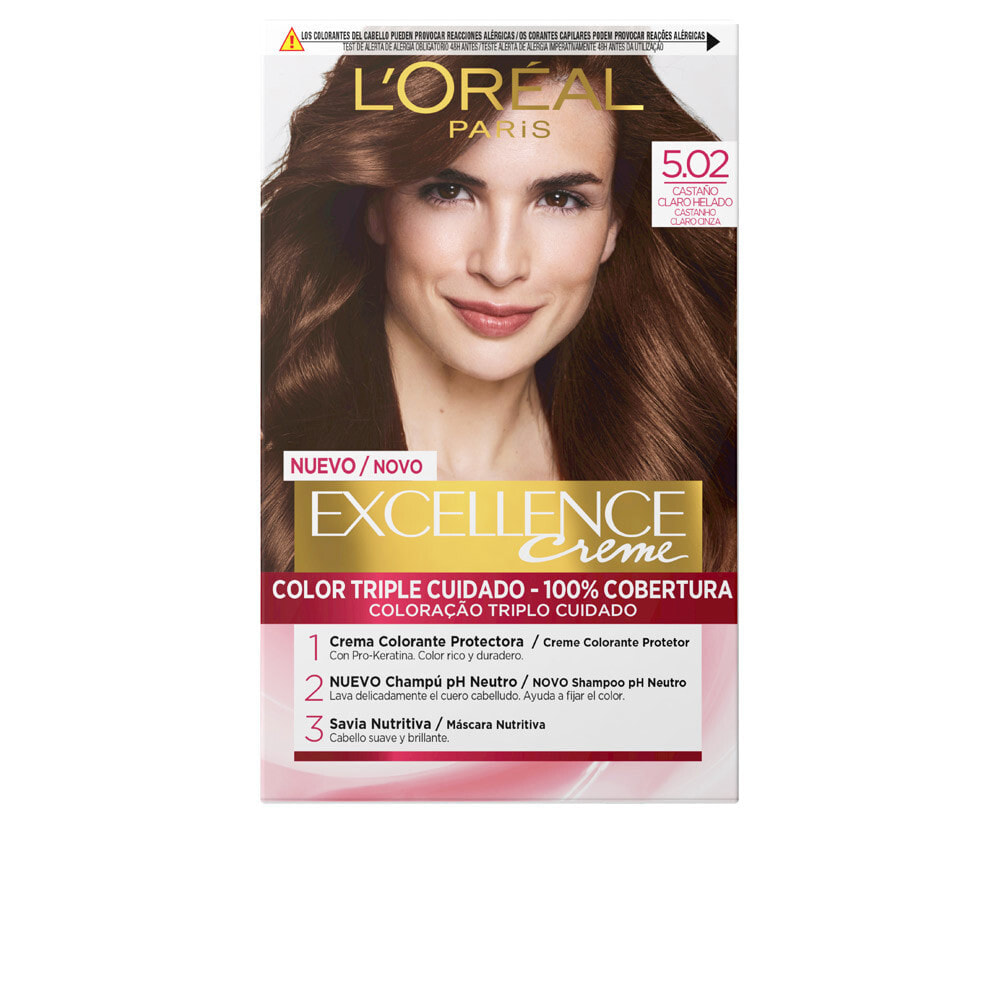 Loreal Paris Excellence Creme Tinte No. 5.02 Light Brown Ice Cream Укрепляющая крем-краска для волос, оттенок  обольстительный каштан