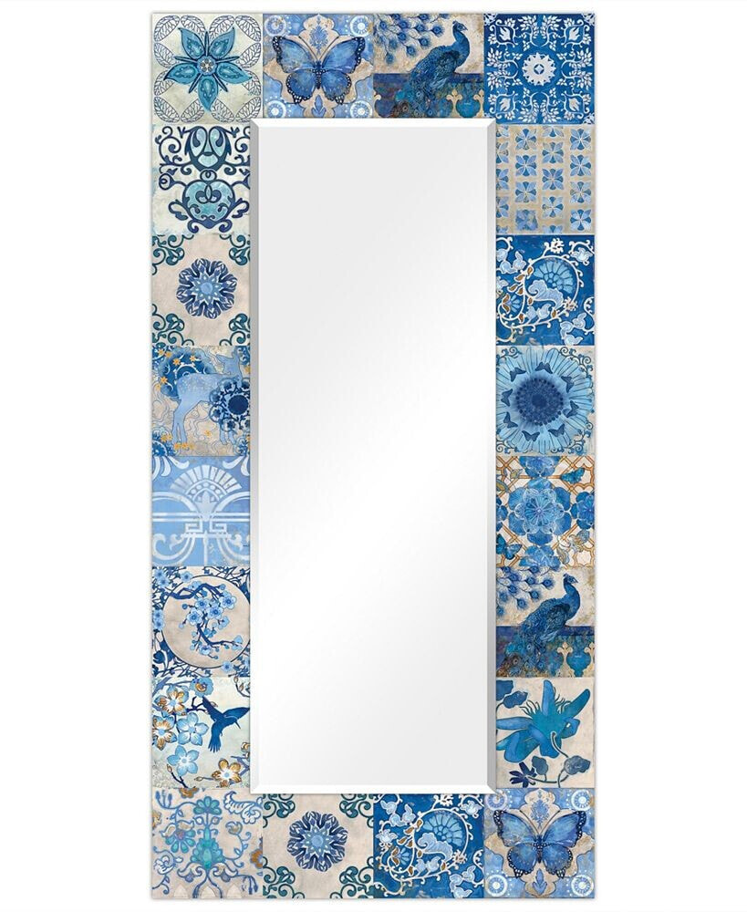 'Tiles' Rectangular On Free Floating Printed Tempered Art Glass Beveled Mirror, 72