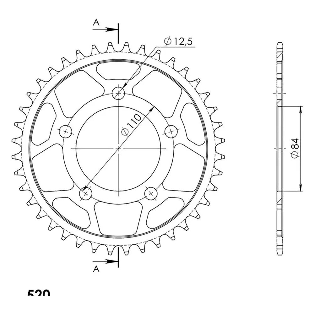 SUPERSPROX Steel Honda 520x41 RFE1225X41BLK rear sprocket