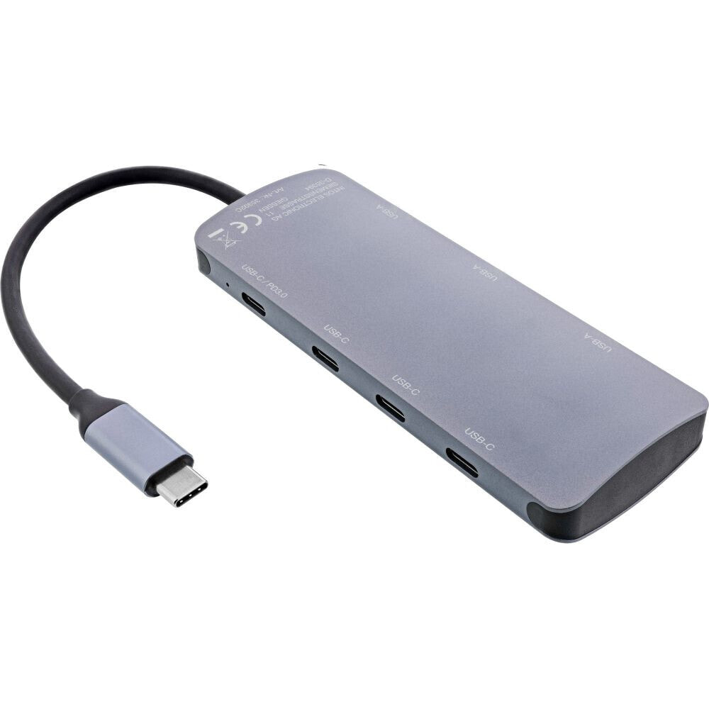 InLine USB 3.2 Gen.2 Hub 4x USB-C+ 3x USB-A PD 100W Aluminium grau