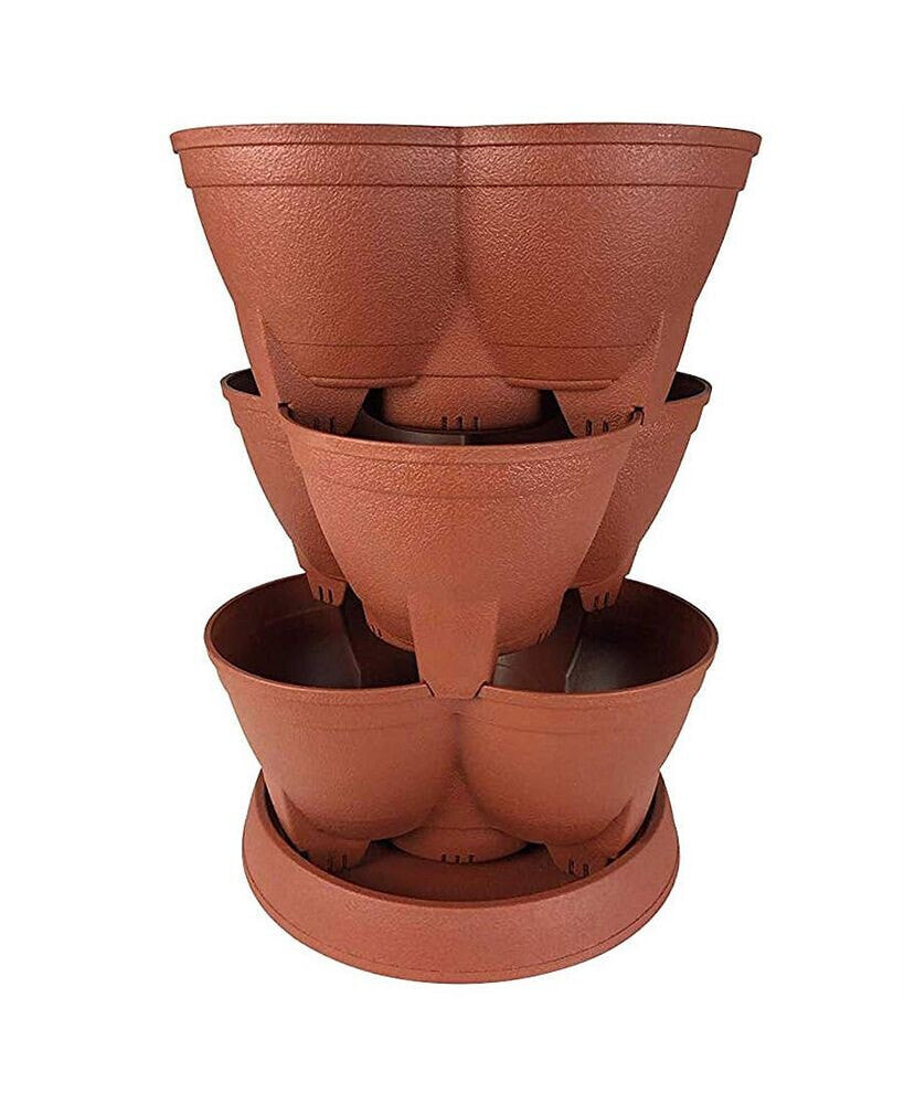 Stack-A-Pots 80281854E Stackable Planter 30 quarts - Brick