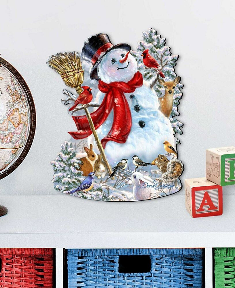 Designocracy frosty Forest Friends Snowman Diminutive Holiday Wall Art