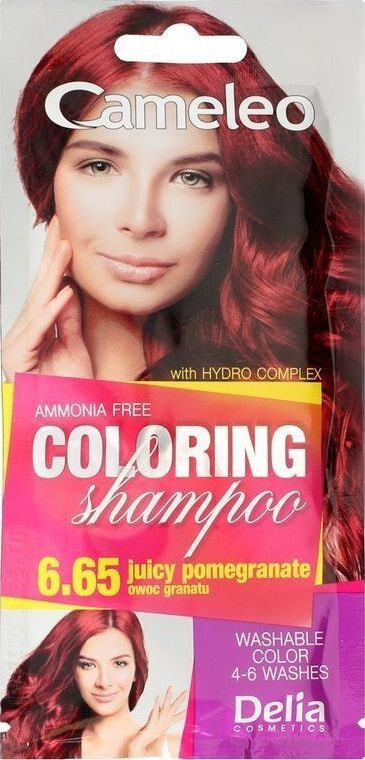 Delia Cameleo Coloring Shampoo 6.65 Juicy Pomegranate  Оттеночный шампунь, укрепляющий цвет окрашенных волос, оттенок гранатовый  40 мл