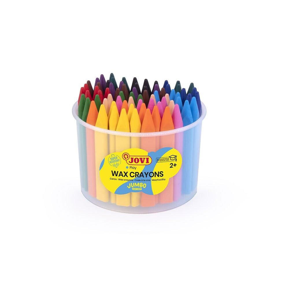 JOVI Jumbo Easy Grip Jar With 72 Triangular Wax Crayons Assorted Colours