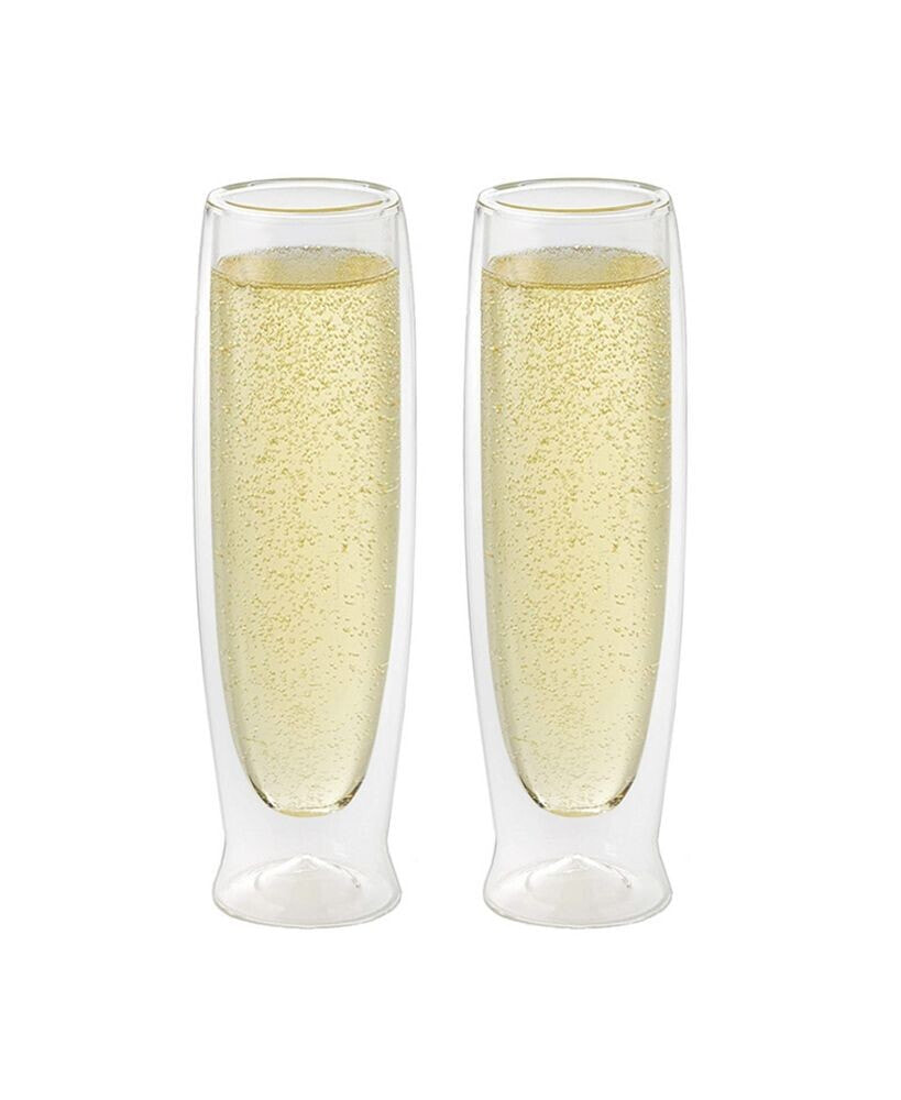 Oggi set of 2, 6oz Double Wall Insulated Champagne Flutes