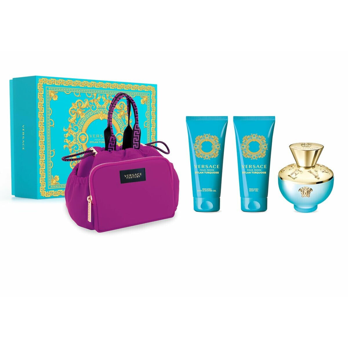 Women's Perfume Set Versace EDT Dylan Turquoise 4 Pieces