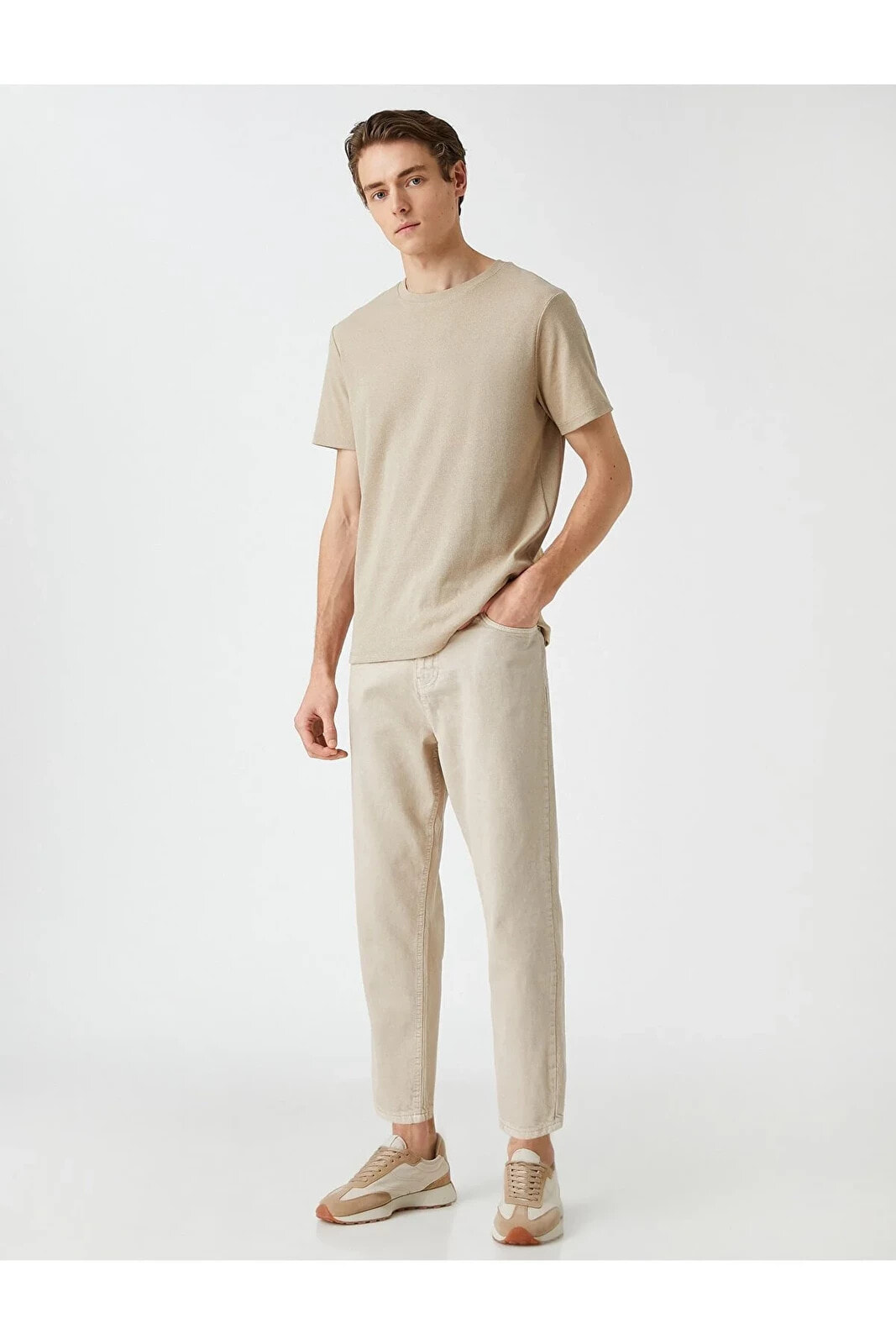 Basic Gabardin Pantolon Düğme Detaylı Cepli