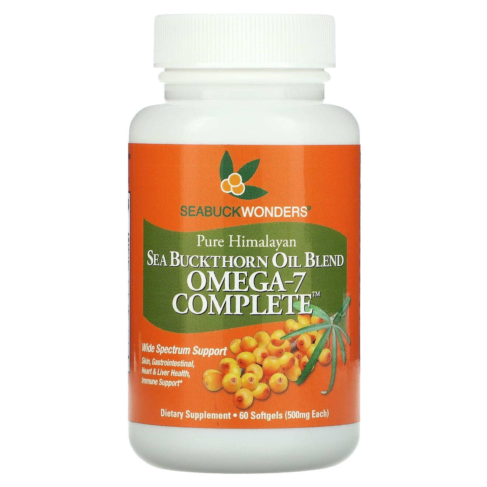Sea Buckthorn Oil Blend, Omega-7 Complete, 500 mg, 120 Softgels