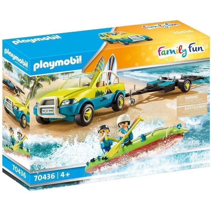 Игровой набор с элементами конструктора Playmobil Family Fun 70436 Пляжная машина с каноэ