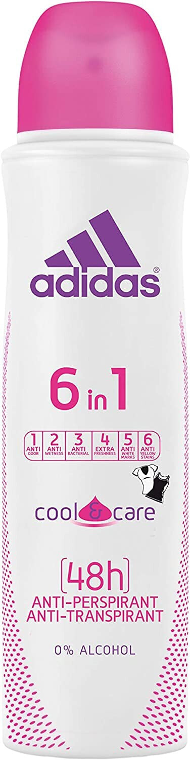 adidas 6-in-1 Roller Deodorant for Women - Refreshing Antiperspirant Against Sweat Odour, Underarm Moisture, White Stains, Yellow Discolouration & Bacteria - pH Skin-Friendly - 1 x 50ml