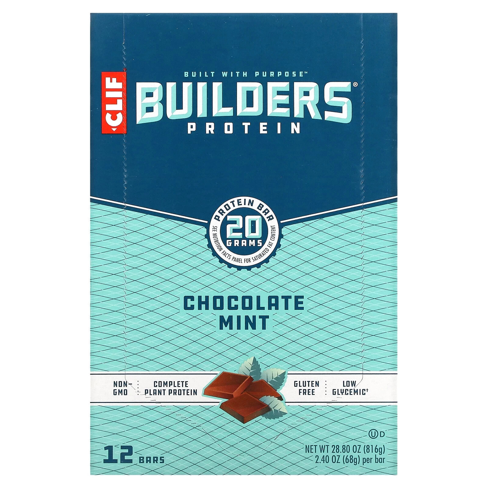 Builder's Protein Bar, Chocolate Mint, 12 Bars, 2.40 oz (68 g) Each