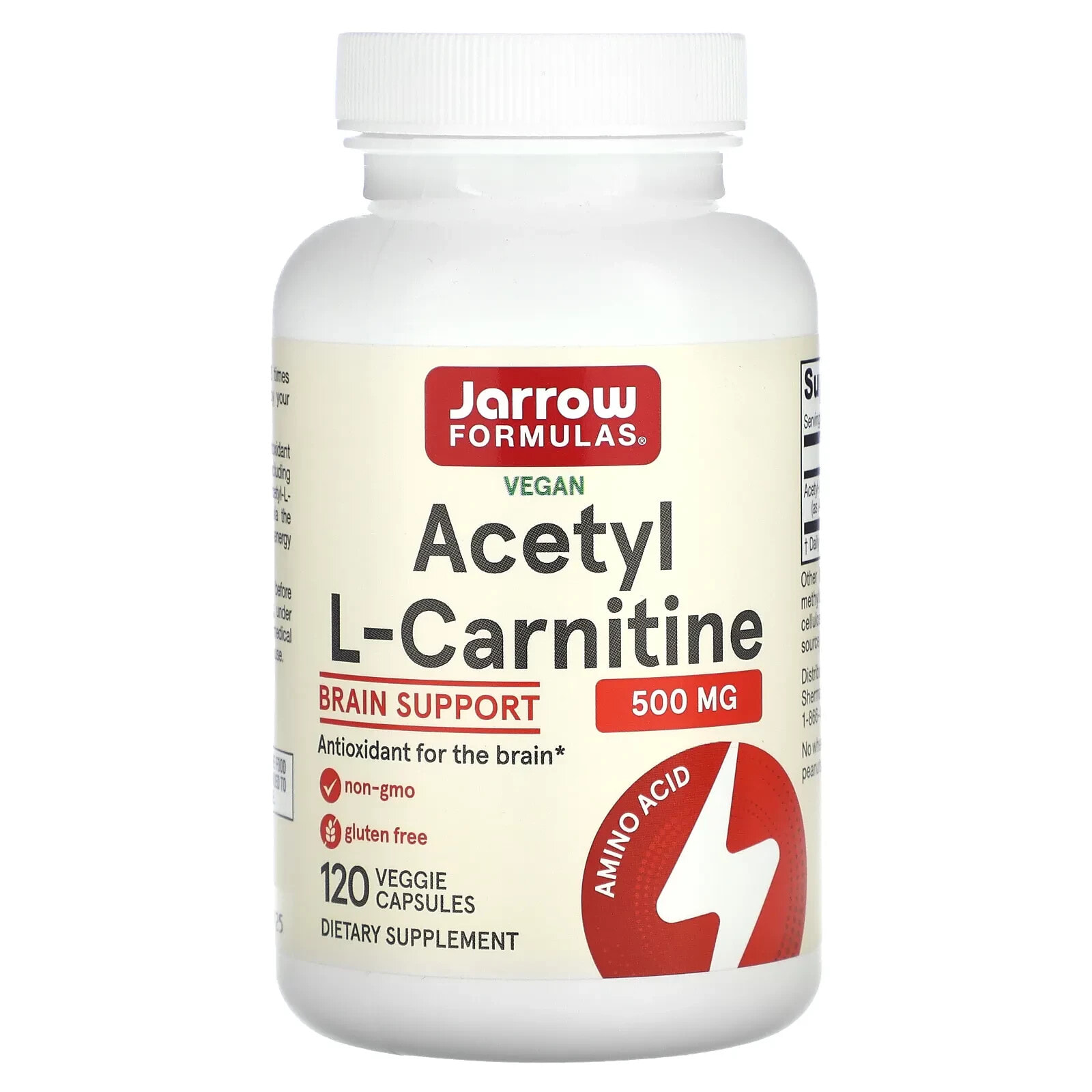 Jarrow Formulas, Acetyl L-Carnitine, 500 mg, 120 Veggie Caps