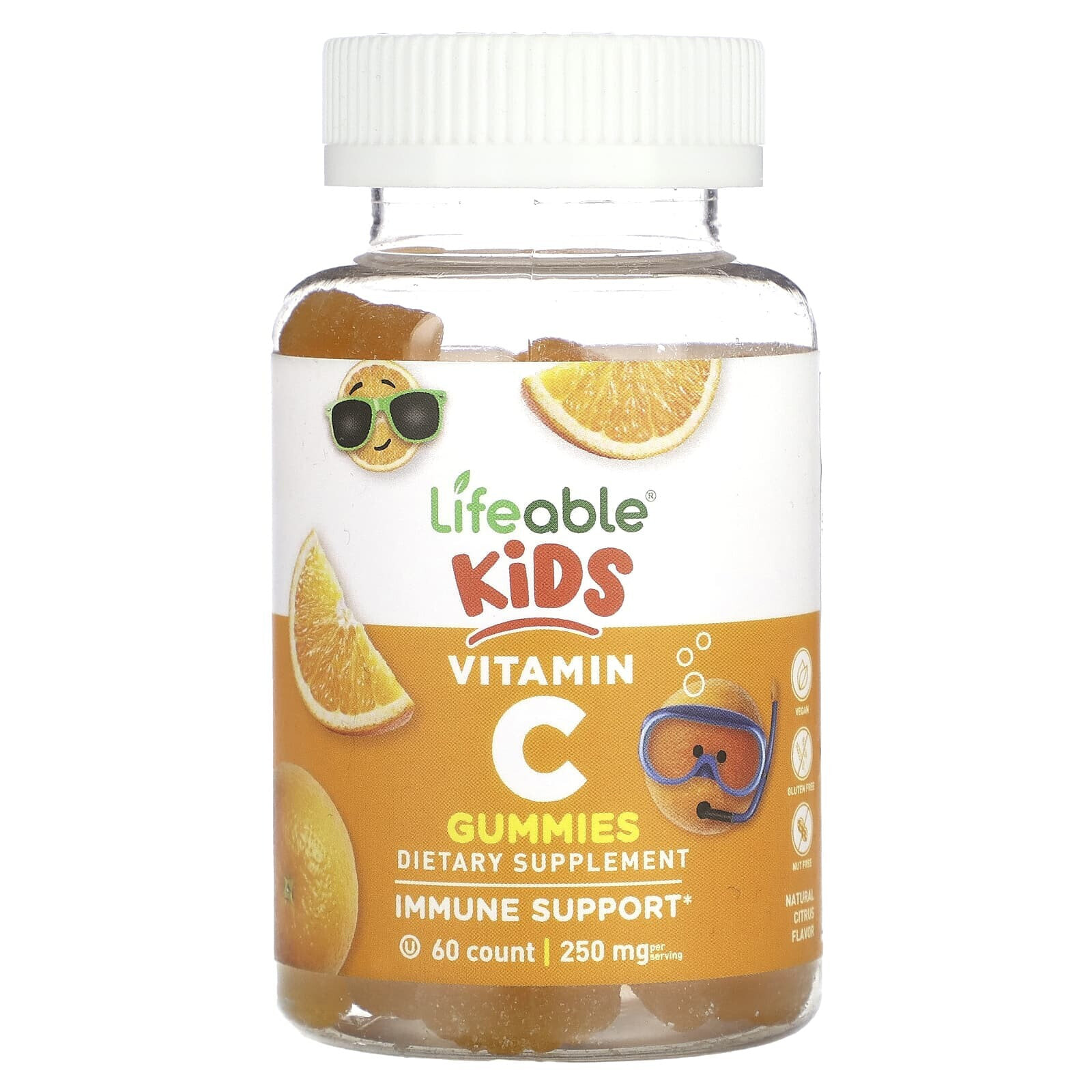 Lifeable, Для детей, жевательные таблетки с витамином C, 125 мг, 60 шт.