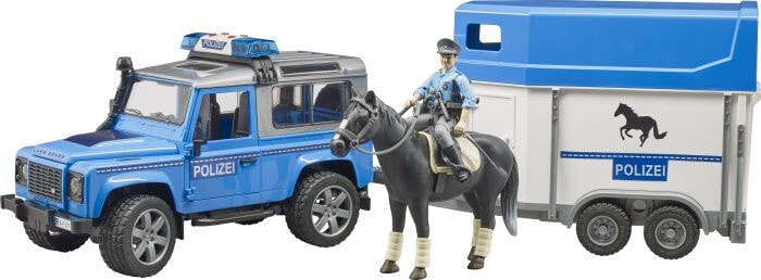 Внедорожник Land Rover Defender полицейский с прицепом, фигуркой и лошадью