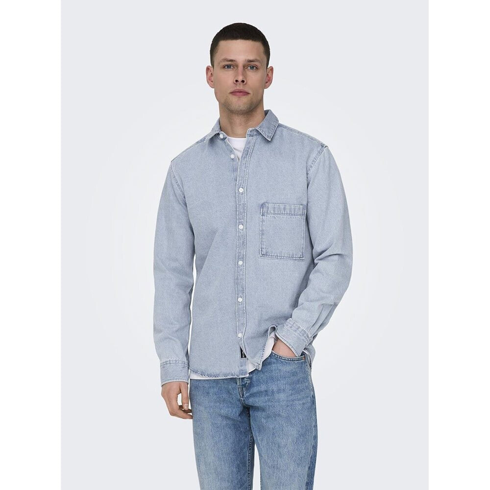 ONLY & SONS Benny Reg Chambray Long Sleeve Shirt