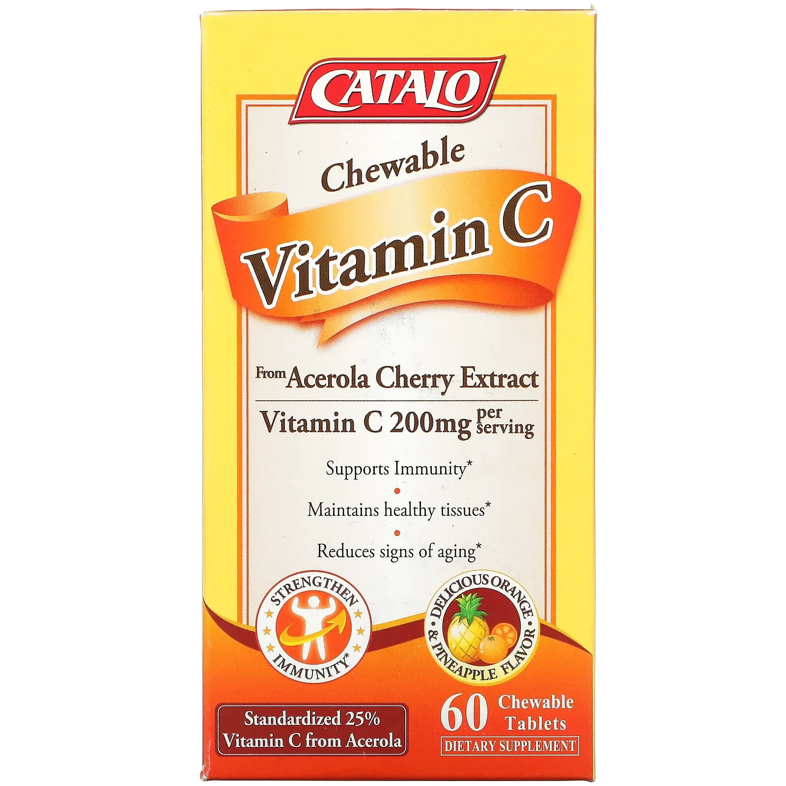 Chewable Vitamin C, Orange Pineapple, 100 mg, 60 Chewable Tablets