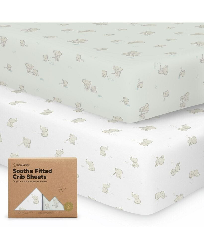 KeaBabies 2pk Soothe Fitted Crib Sheets Neutral, Organic Baby Crib Sheets, Fits Standard Nursery Baby Mattress