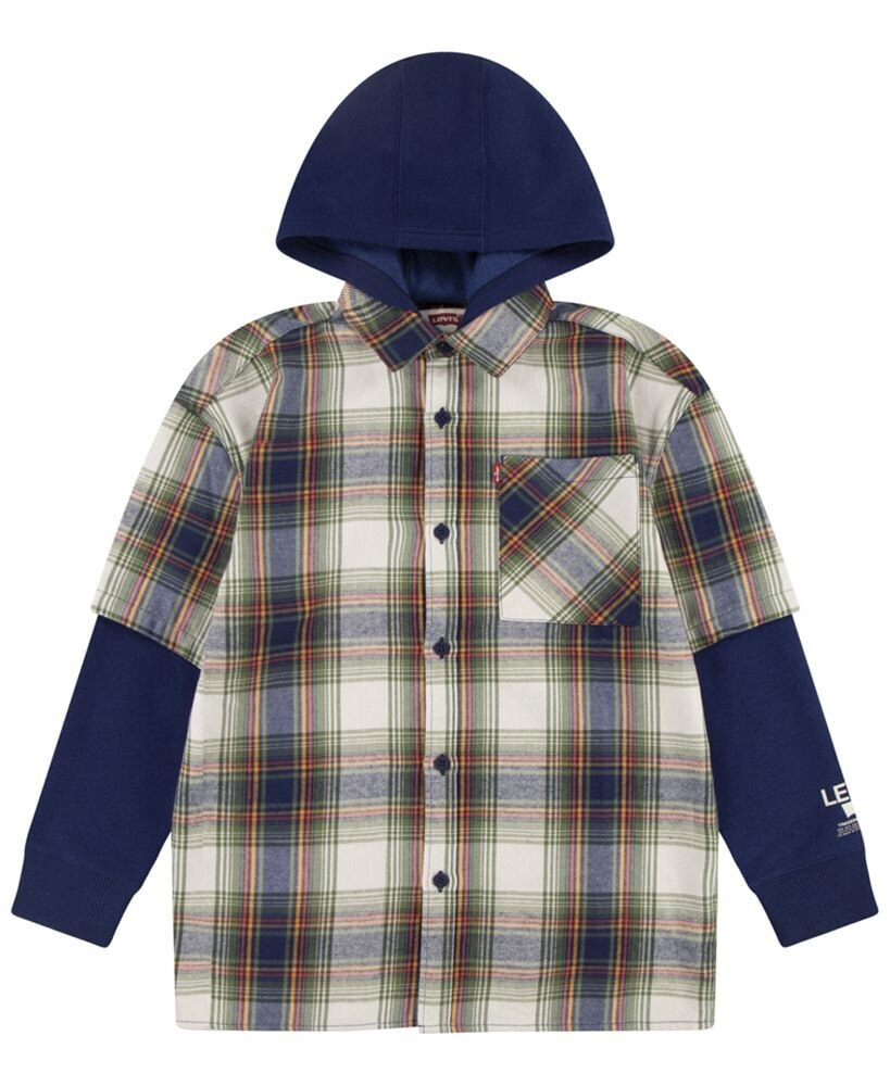 Levi's big Boys Hooded Woven Shirt