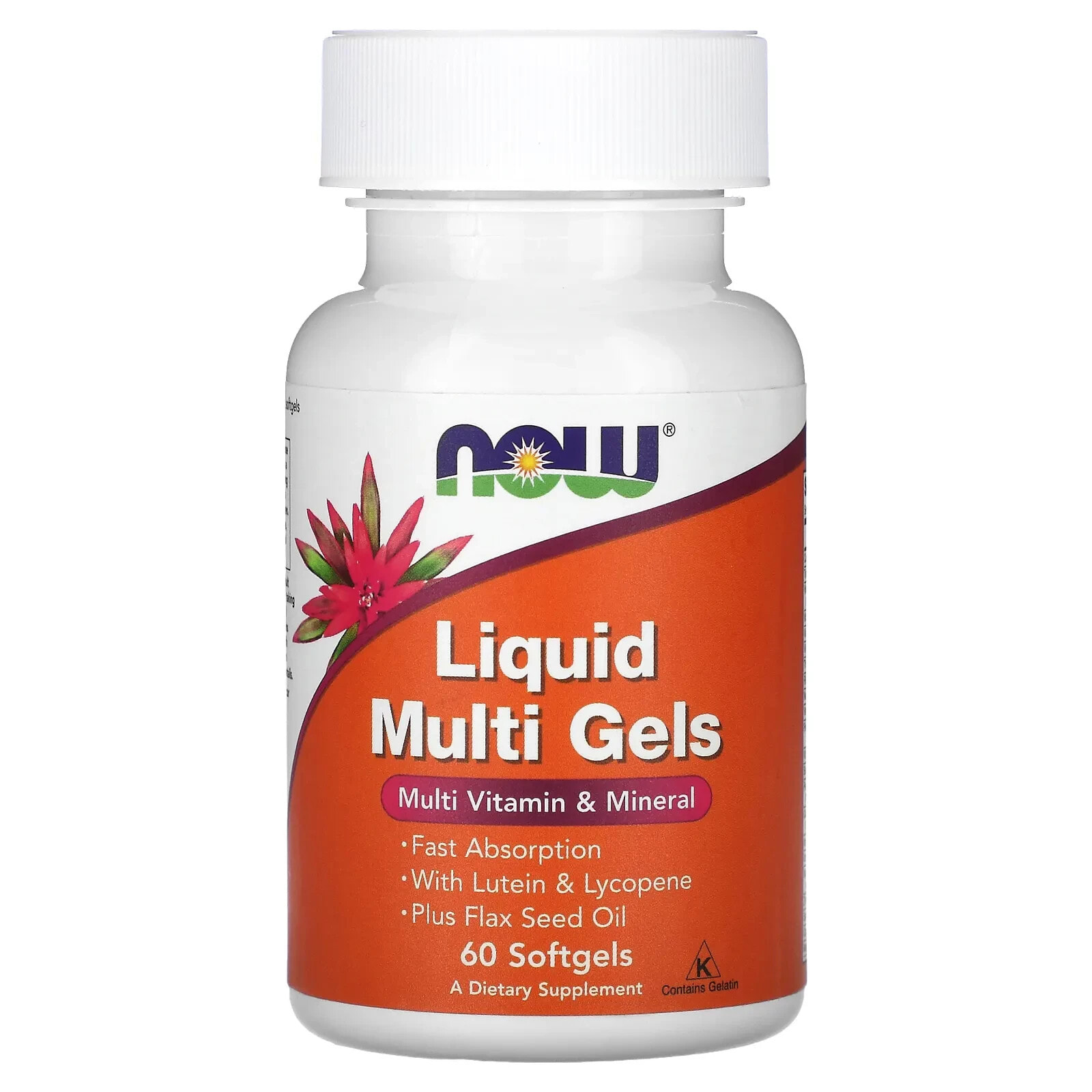 NOW Liquid Multi Gels Мягкие таблетки с жидкими мультивитаминами, с лютеином, ликопином и маслом семян льна 180 мягких таблеток