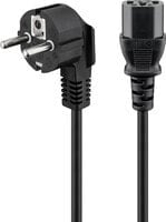 Angled IEC Cord - 1.8 m - Black - 1.8 m - Power plug type F - C13 coupler - H05VV-F3G - 250 V