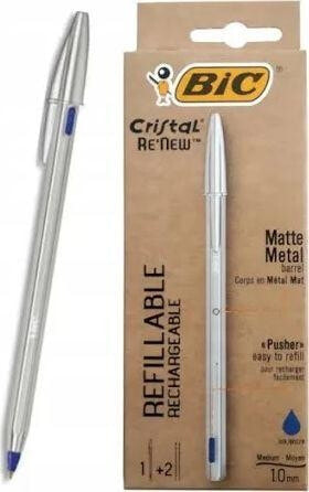 Письменная ручка Bic Długopis Cristal Re'new Metal niebieski + 2 wkłady (405477)