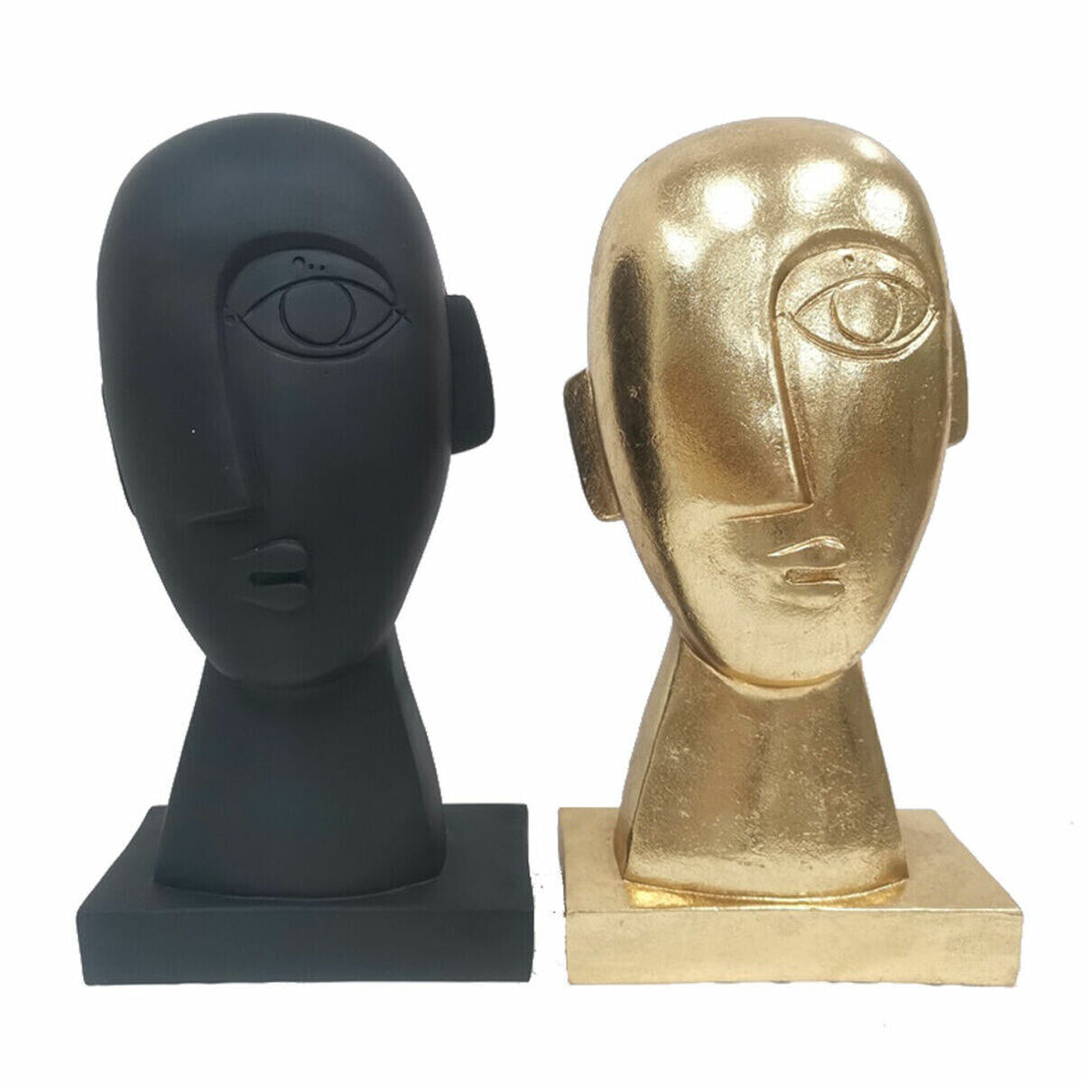 Decorative Figure DKD Home Decor Face Black Golden 14,5 x 10,5 x 27,5 cm (2 Units)
