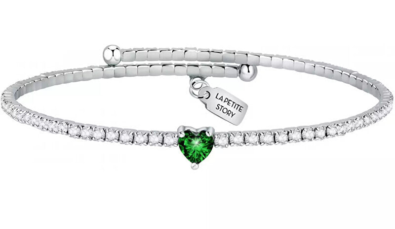 Романтический браслет с зеленым сердечком Love LPS05ASD22