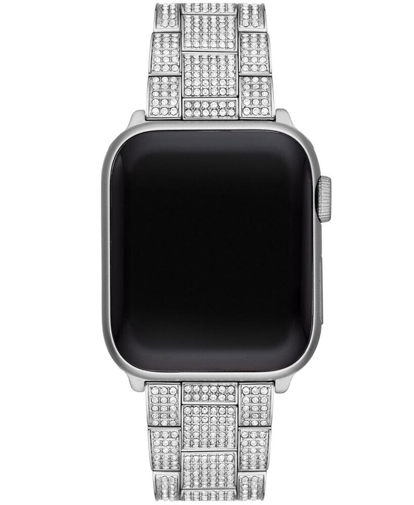 Michael Kors women's Pave Silver-Tone Stainless Steel Apple Watch Band, 38mm or 40mm