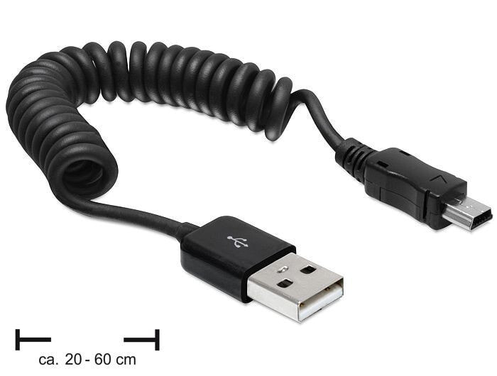DeLOCK USB 2.0/USB mini 0.6m USB кабель 0,6 m USB A Mini-USB A Черный 83164