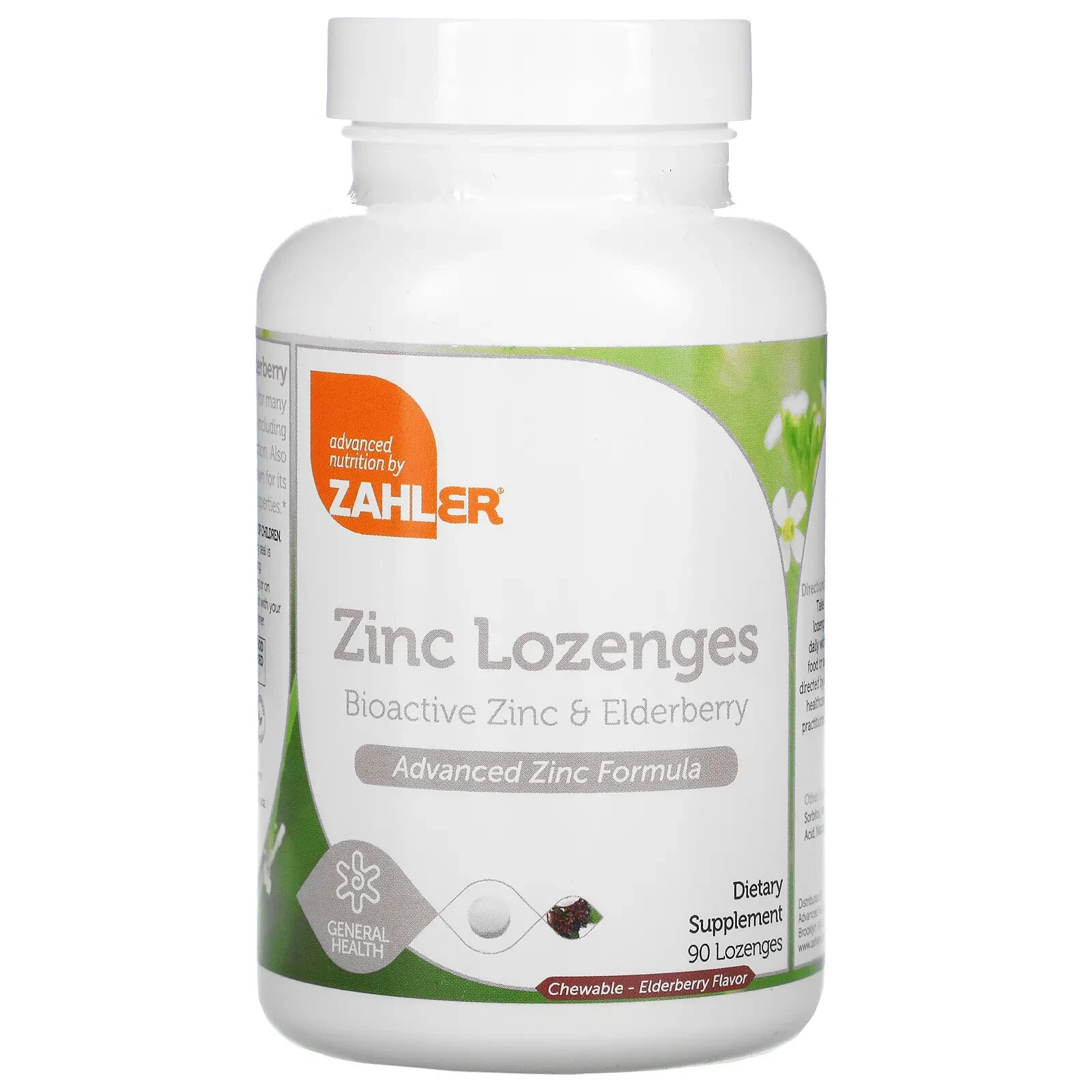 Zinc Lozenges, Bioactive Zinc & Elderberry, 2 Chewable Lozenges