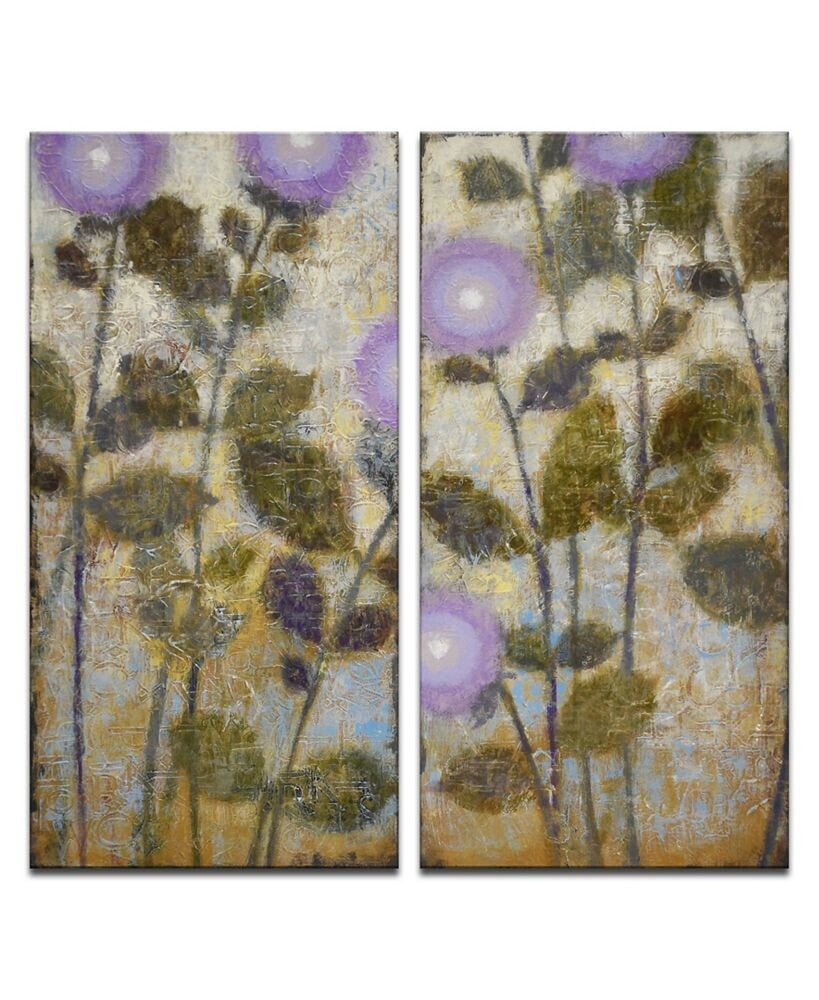 'Charoite' 2 Piece Floral Canvas Wall Art Set, 24x12