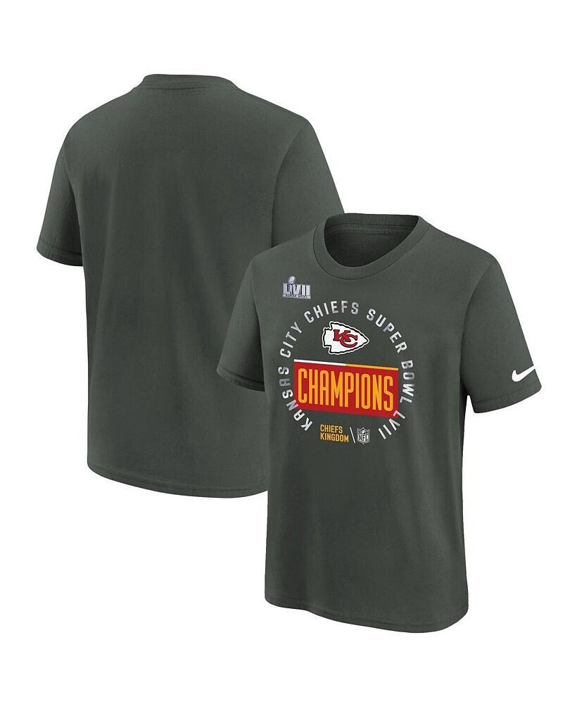 Nike big Boys Anthracite Kansas City Chiefs Super Bowl LVII Champions Locker Room Trophy Collection T-shirt