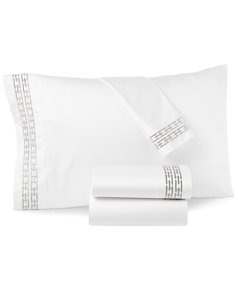 Hotel Collection chain Links Embroidered 100% Pima Cotton Pillowcase, Standard, Created for Macy's