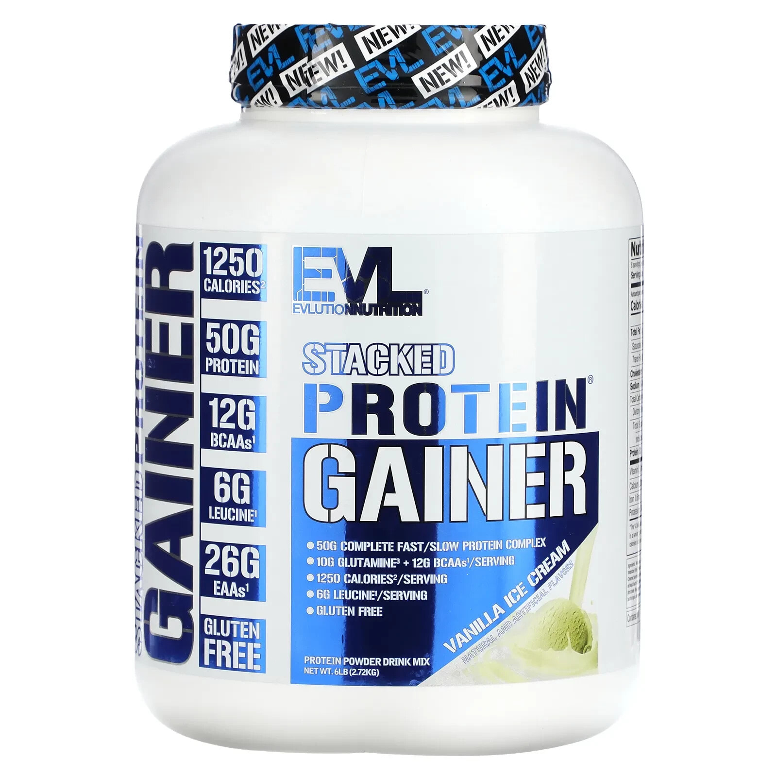 Stacked Protein Gainer, Vanilla Ice Cream, 6 lbs (2.72 kg)