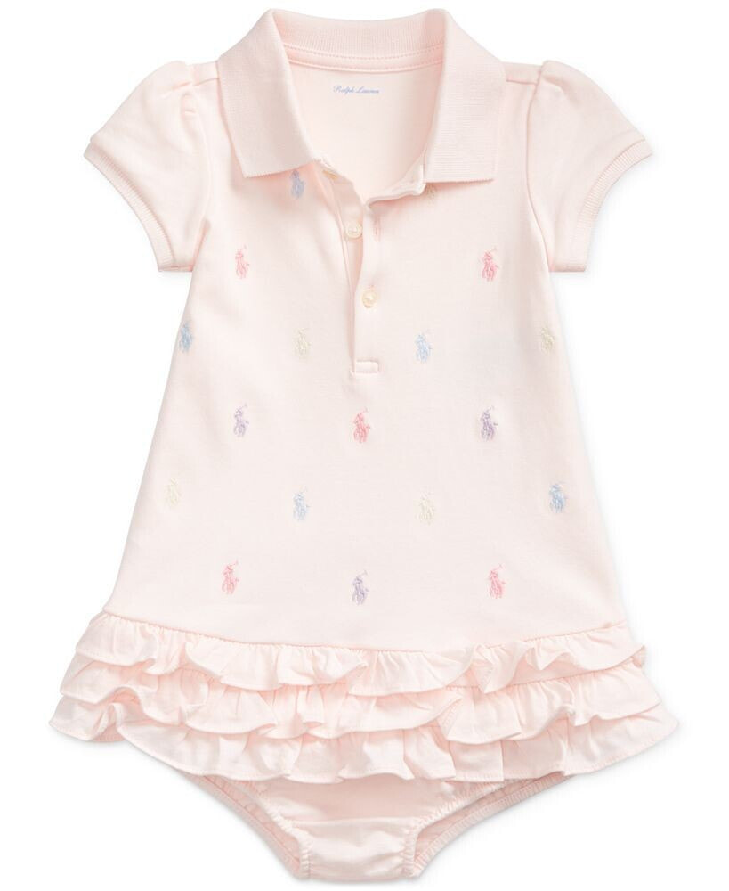 Polo Ralph Lauren baby Girls Ruffled Pony Printed Polo Dress