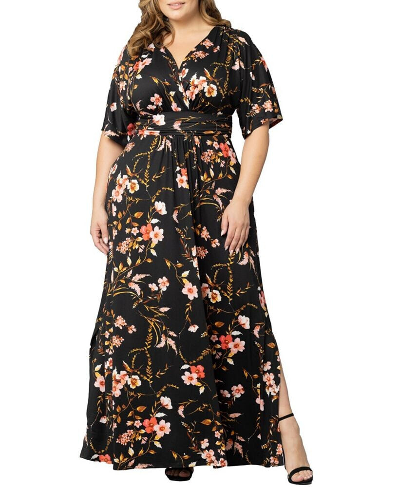 Kiyonna women's Vienna Kimono Sleeve Long Maxi Dress