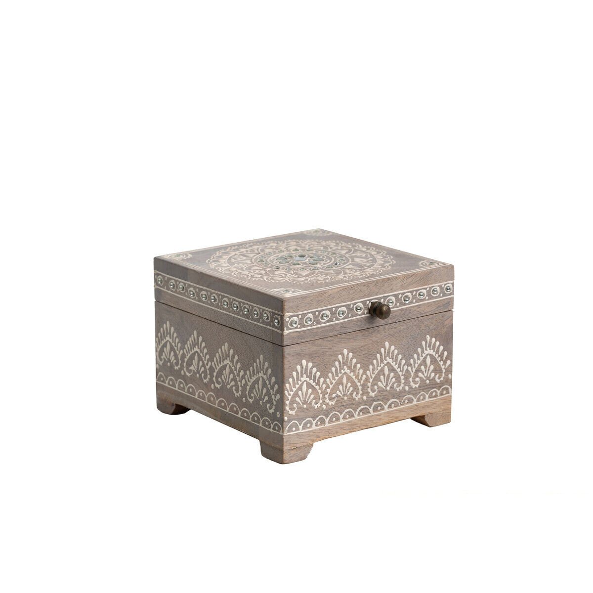 Decorative box Romimex Brown Mango wood 15 x 12 x 15 cm