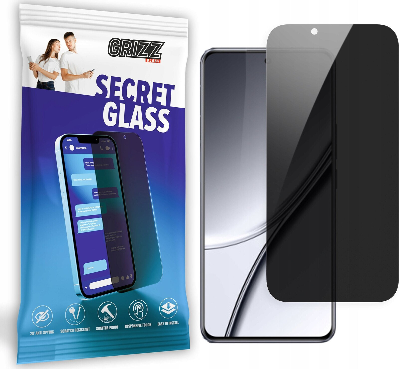 GrizzGlass Szkło prywatyzujące GrizzGlass SecretGlass do Realme GT5