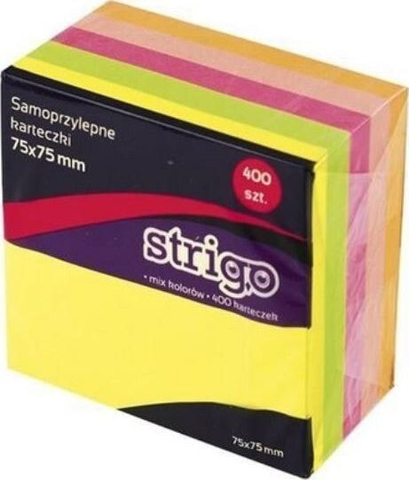 Strigo Karteczki samoprzylepne 76x76mm 400 kartek neon