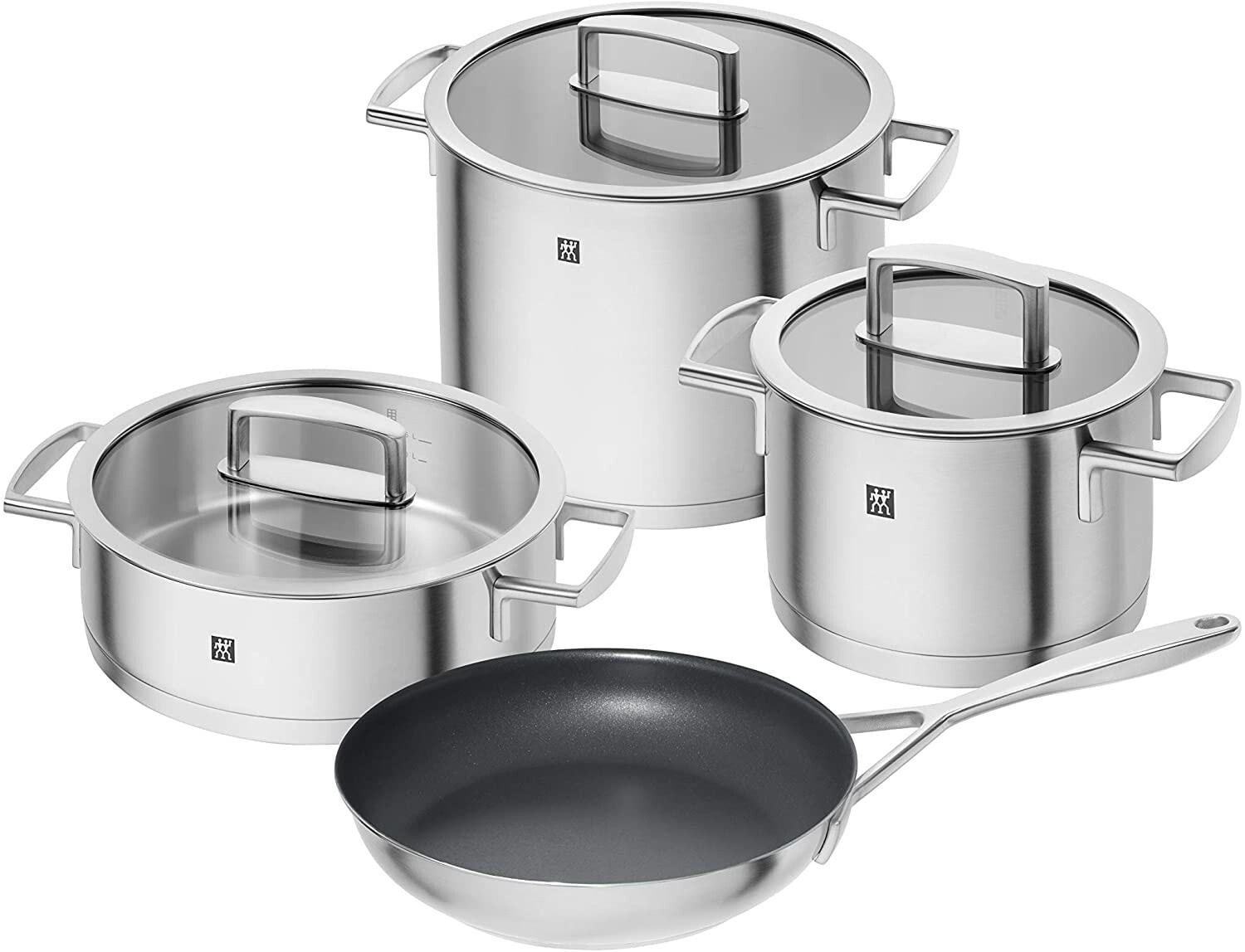 Zwilling 3-Piece Cookware Set with Pots and Pan, Induction Compatible, Stainless Steel, Vitality