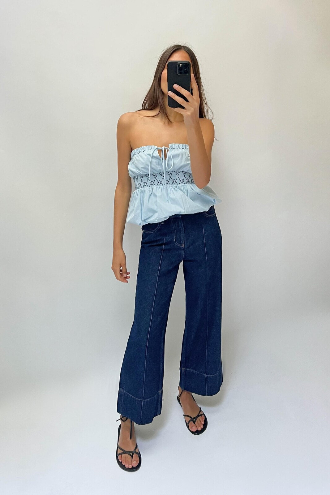 Z1975 wide-leg cropped high-waist jeans with front seam