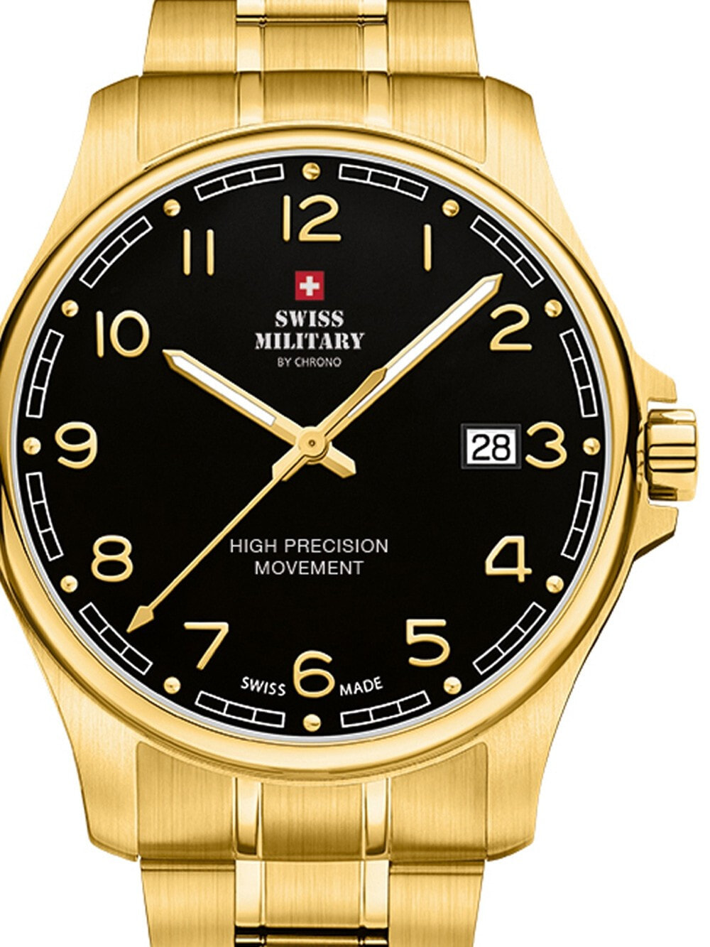 Мужские наручные часы с золотым браслетом Swiss Military SM30200.22 Mens 39mm 5ATM
