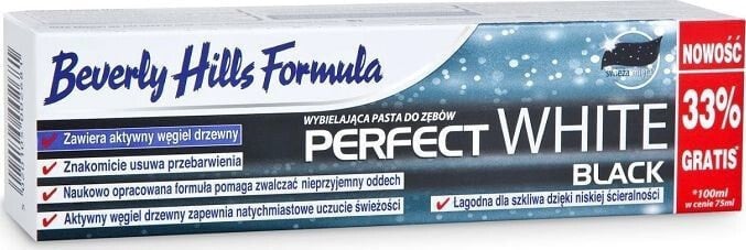 Beverly Hills Formula Perfect White Black Toothpaste Освежающая зубная паста с активированным углем 100 мл