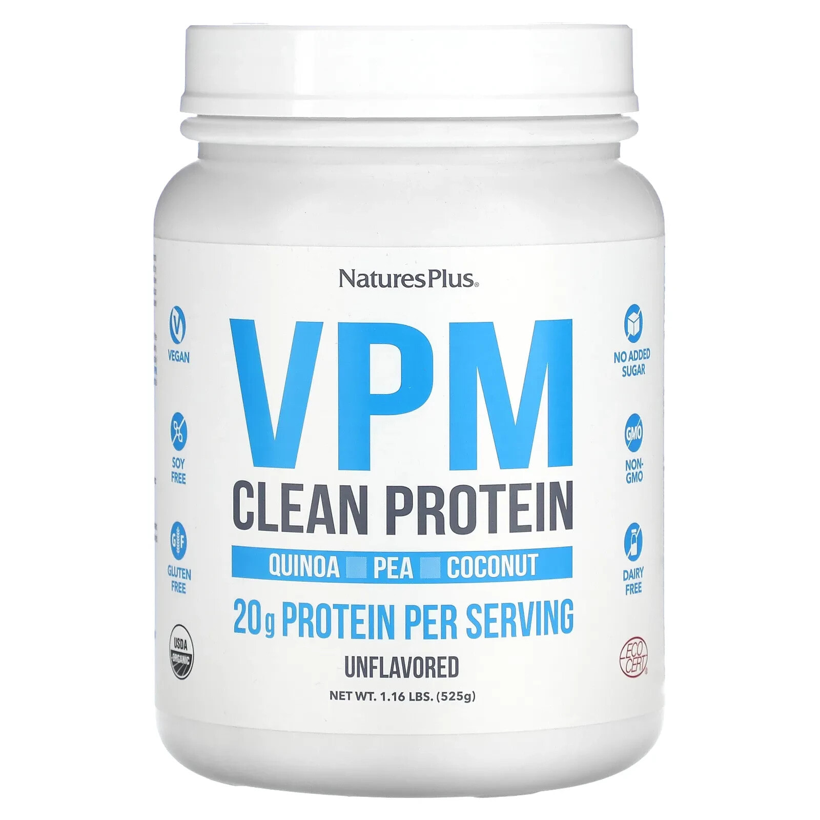 NaturesPlus, VPM Clean Protein, Unflavored, 1.16 lbs (525 g)